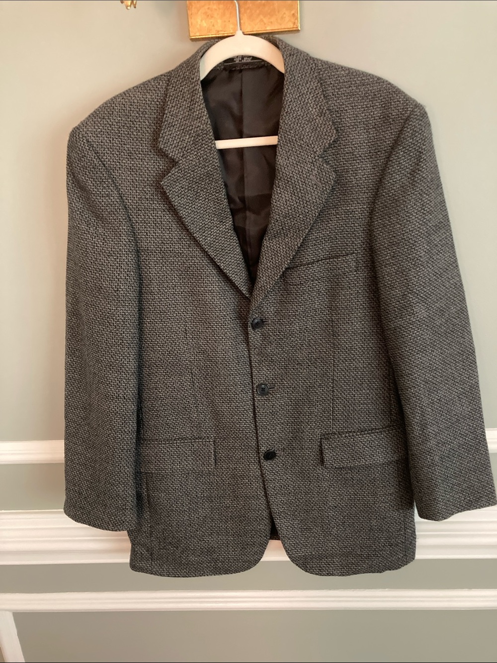 Men's Classic Grey Textured Blazer - Timeless Tailoring 100% Wool